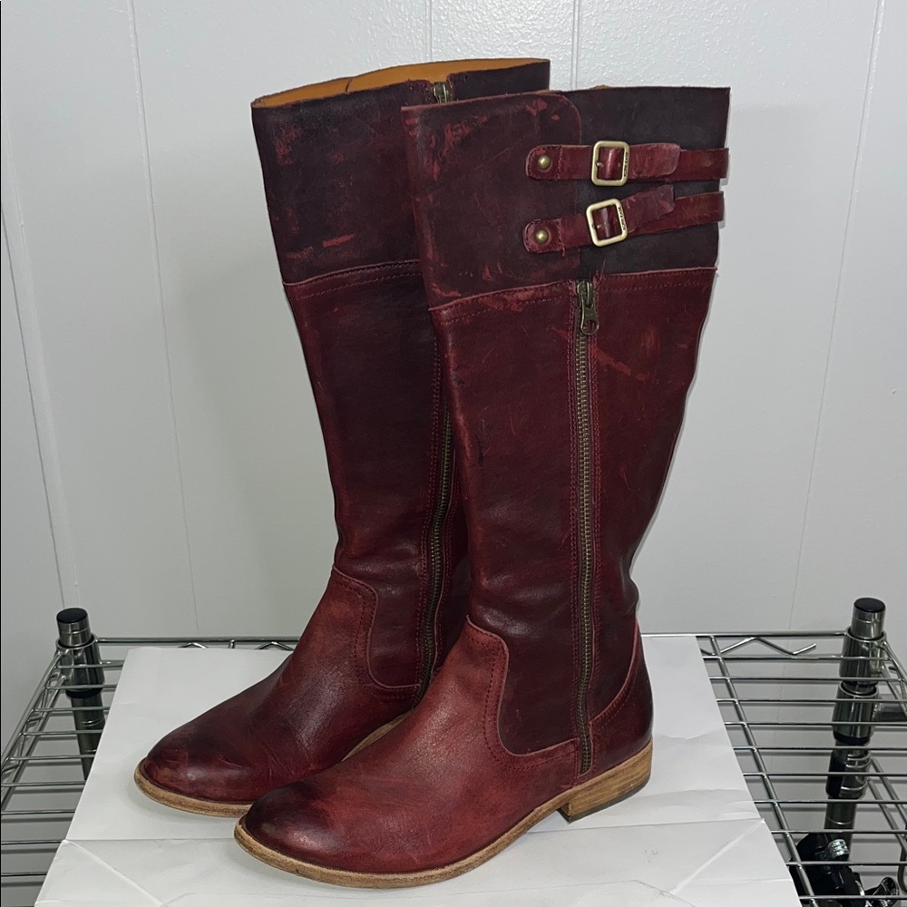 Kork-Ease Women's Burgundy Leather Heeled Boots